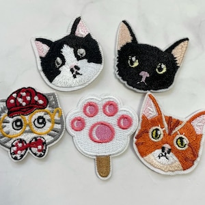 Embroidery Cat Patch: Cartoon Iron On Applique (5pcs, 1.5&quot;X 1.5&quot;)