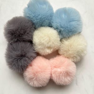 Faux Fur Pom Pom 2-Piece Set: 3&quot; Fluffy Craft Bobbles