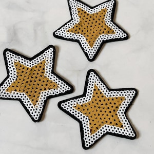 Gold Sequin Star Patch 5pcs, Iron on Applique, DIY Supplies Crafts