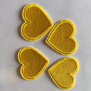 Heart Patch 5pcs, Heart Patch for Applique, DIY Accessory or Crafts,Patch,Yellow Embroidery Heart Patch, Iron on Patch, Trendy Patch,DIY Bag