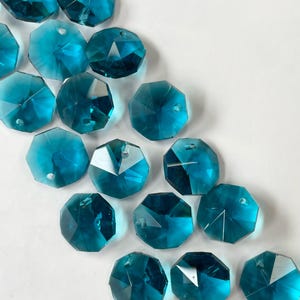 10 pcs Octagon 1 hole Beads, Crystal Prism,14mm Octagon Charms for Jewelry, Beads for DIY Sun Catcher, Blue Prism for Chandelier Supplies
