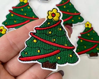 12 STKS Kerst Geborduurde Ijzer Patches, Kerstboom Kerstman Rendier
