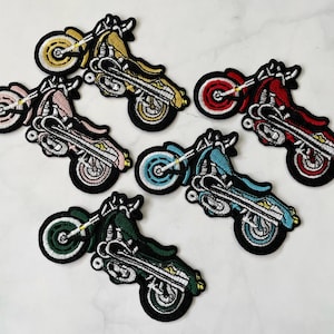 Embroidered Motorcycle Patch: Iron-On DIY Applique (4&quot; x 2&quot;)