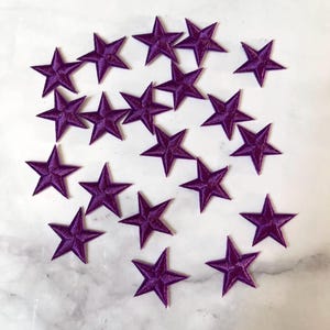 Broderilapp med lila stjärnor 10 st, stryk-på-applikation, gör-det-själv-material, hantverk, stjärnklistermärke