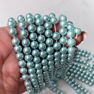 Blue Aqua Pearl Beads 8 mm, Beads, Imitation Pearl Glass Beads, Supplies for Jewelry Making, Jewelry Accessories