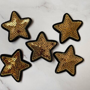 Sequin Stars 5 pcs, Star Patch for Applique, DIY Hair Accessory or Crafts,Patch, Gold Sequin Star Patch, Iron on Patch, Trendy Patch,DIY Bag