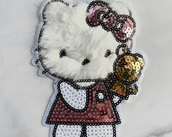 Kitty Cartoon Patch 1 Stück, Katze aufnähen Applikation, DIY Kleidung Accessoire oder Kunsthandwerk