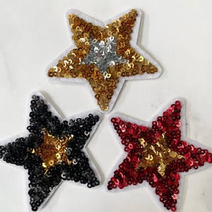 Sequin Stars Set 3pcs, Star Patch for Applique, DIY Hair Accessory or Crafts,Patch, Sequin Star Patch, Iron on Patch, Trendy Patch,DIY Bag