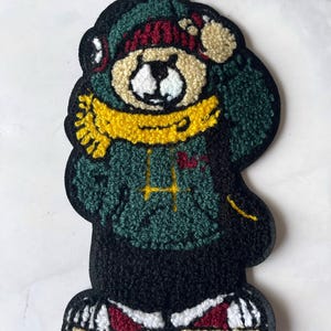 Grote patch cartoon teddybeer, patch geborduurde beer, badge dieren voor appliqué, doe-het-zelf kledingstuk accessoire of ambacht, opnaai patch, patch doe-het-zelf tas