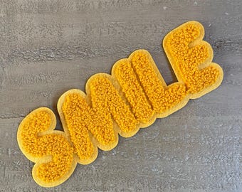 Yellow Smile Patch: Sew-On Applique, DIY Accessory