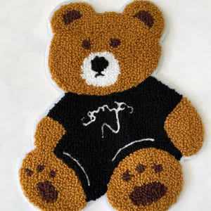 Grote patch cartoon teddybeer, patch geborduurde beer, badge dieren voor appliqué, doe-het-zelf kledingstuk accessoire of ambacht, opnaai patch, patch doe-het-zelf tas