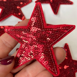 Sequin Stars 5pcs, Star Patch for Applique, DIY Hair Accessory or Crafts,Patch, Red Sequin Star Patch, Iron on Patch, Trendy Patch,DIY Bag