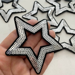 Sequin Stars 5pcs, Star Patch for Applique, DIY Hair Accessory or Crafts,Patch,Silver Sequin Star Patch, Iron on Patch, Trendy Patch,DIY Bag