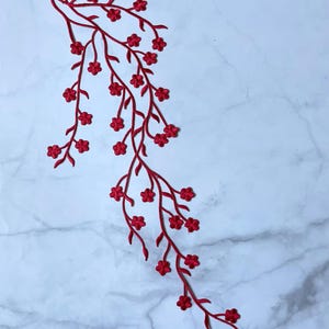 Flower Plum Applique, Embroidered Patch for Applique, Red Floral Patch for Clothing, Decoration Patch, Iron on Patch, DIY Bag
