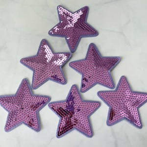 Purple Sequin Star Patch: Iron On Applique (5pcs)