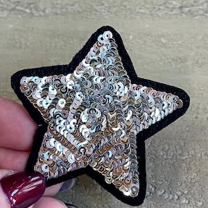 Sequin Stars 1pcs, Star Patch for Applique, DIY Hair Accessory or Crafts,Patch, Silver Sequin Star Patch,Iron on Patch, Trendy Patch,DIY Bag