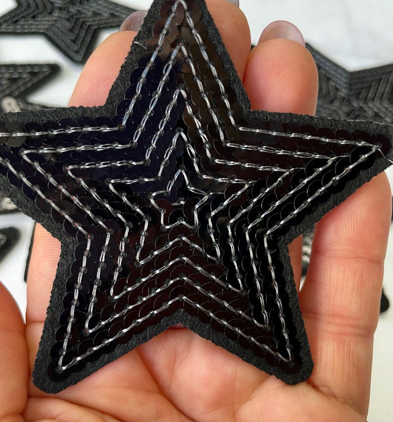 Black Sequin Star Patch - Iron on Applique - 5pcs - Etsy