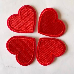 Red Embroidery Heart Iron On Patch - 5pcs DIY Applique