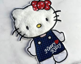 Kitty Cartoon Patch 1 Stück, Katze aufnähen Applikation, DIY Kleidung Accessoire oder Kunsthandwerk