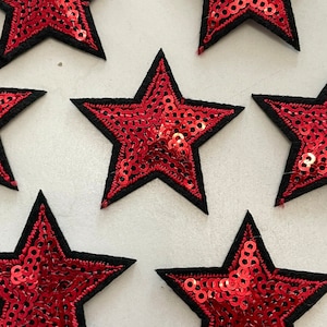 Sequin Stars 5pcs, Star Patch for Applique, DIY Hair Accessory or Crafts,Patch, Red Sequin Star Patch, Iron on Patch, Trendy Patch,DIY Bag