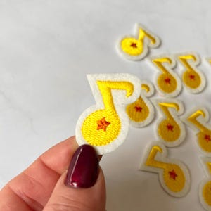 Musical Note Embroidery Iron On Patch: DIY Applique (5pcs)