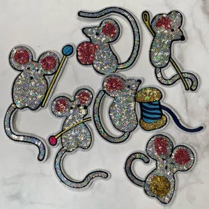 Sequin Cartoon Mouse Iron On Patch - DIY Applique (6pcs)