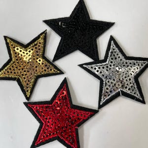 Sequin Stars 4pcs, Star Patch for Applique, DIY Hair Accessory or Crafts,Patch, Sequin Star Patch, Iron on Patch, Trendy Patch,DIY Bag