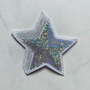 Sequin Stars 3pcs, Star Patch for Applique, DIY Hair Accessory or Crafts,Patch, Silver Sequin Star Patch, Iron on Patch,Trendy Patch,DIY Bag