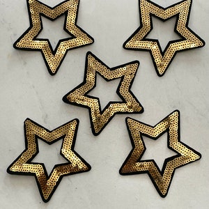 Sequin Stars 5pcs, Star Patch for Applique, DIY Hair Accessory or Crafts,Patch, Gold Sequin Star Patch, Iron on Patch, trendy patch, DIY Bag