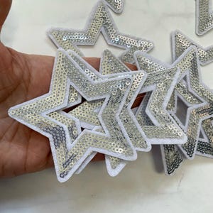 Sequin Stars 5pcs, Star Patch for Applique, DIY Hair Accessory or Crafts,Patch,Silver Sequin Star Patch, Iron on Patch, Trendy Patch,DIY Bag