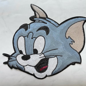 Sequin Disney Patch 1pcs ,Patch for Applique, DIY Clothes Accessory or Crafts,Tom and Jerry Large Patch, Iron on Patch, Patch,DIY Bag Jeans