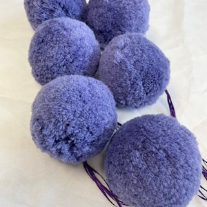 Violet Wool Pom Pom: 3&quot; Handmade Craft Ball