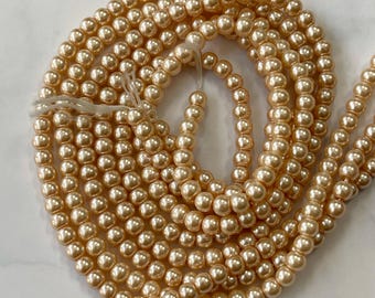 Cream Pearl Beads 4mm, Round Beads, Jewelry Making Supplies, DIY Craft