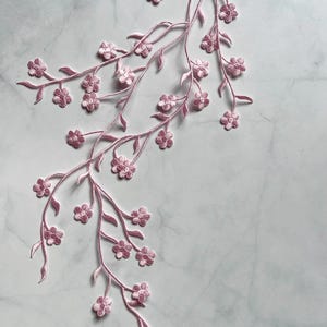 Flower Plum Applique, Embroidered Patch for Applique, Light Pink Floral Patch for Clothing, Decoration Patch, Iron on Patch, DIY Bag