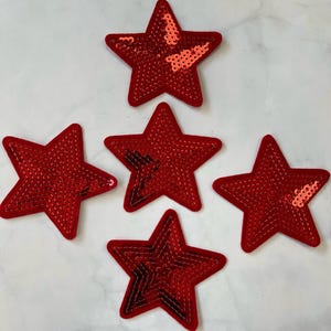 Sequin Stars 5pcs, Star Patch for Applique, DIY Hair Accessory or Crafts,Patch, Red Sequin Star Patch, Iron on Patch, Trendy Patch,DIY Bag