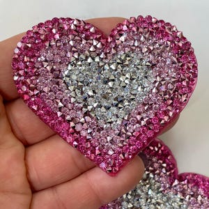 Rhinestone Heart Patch,Glitter Heart For Clothing Decoration,Patch for Applique, DIY Accessory or Crafts, Pink Heart Sticker,Iron on Patch
