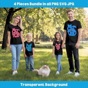 Camiseta familiar de gatos, hermana, hermano, papá, mamá, PNG, JPG, SVG, fiesta de adopción de mascotas, imprimible, clipart, diseños a juego para padres e hijos, suministros para eventos de baby shower