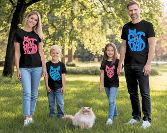 Cat Family Matching Shirt Designs: Mom Dad Sis Bro (Digital Download)
