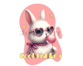 Cool Kid Bunny Clipart PNG JPG SVG, Aesthetic Cute Rabbit Digital Download, Kawaii Bunny Sublimation Art for Stickers, T-Shirts & Prints
