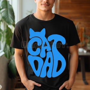 Papá gato SVG PNG JPG Tipografía azul minimalista Frase divertida Imprimible Clipart Arte vectorial retro Para amantes de las mascotas Regalo creativo para el Día del Padre