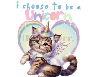 Pastel Cat Unicorn Clipart: Funny Kitten Rainbow Art (PNG SVG JPG Digital Download