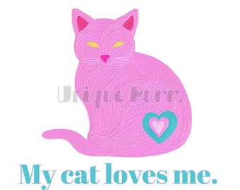 Cat Pink Aesthetic Illustration Cute Kitty Printable Clipart Whimsical Feline Sublimation Design Pastel Animal Cricut Project Vector Art
