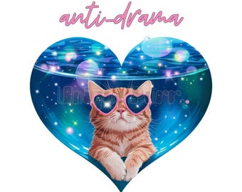 Funny Ginger Cat Clipart: Retro Kitty with Sunglasses (PNG SVG JPG Digital Download