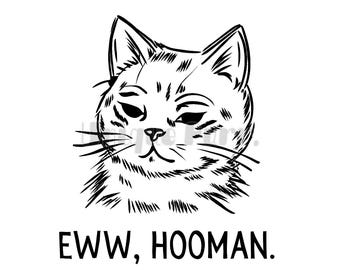 Funny Grumpy Cat Line Art: Sassy Feline Clipart (Digital Download)