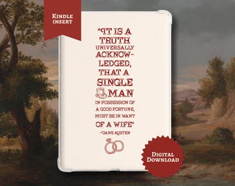 Jane Austen: Zitat aus „Stolz und Vorurteil“ – Kindle-Einleger | Literarische Leseecke (Digitaler Download)