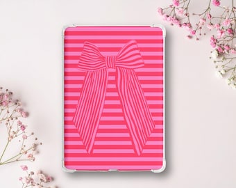 Kindle-Einlage mit rosa Schleife | Gestreiftes, verspieltes Dekor (Digitaler Download)