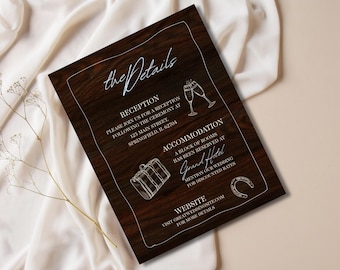 Vorlage für eine Detailkarte zur Western-Cowboy-Hochzeit | Bearbeitbare Vorlage zum sofortigen Download | Canva 4,25" x 5,5"