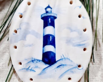 DELFT LIGHTHOUSE  3 3/4" x 3"  Oval  Clay Pine Needle Basket Base