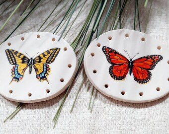 BUTTERFLIES Oval Clay Basket Bases 3"x 2 1\2" (choose one)