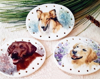DOGS- choose one  3 3/4" x 3" Clay Pine Needle Basket Base from group